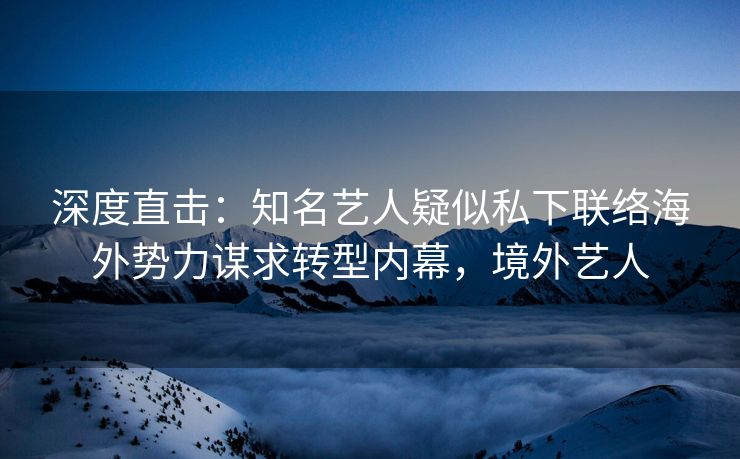 深度直击：知名艺人疑似私下联络海外势力谋求转型内幕，境外艺人